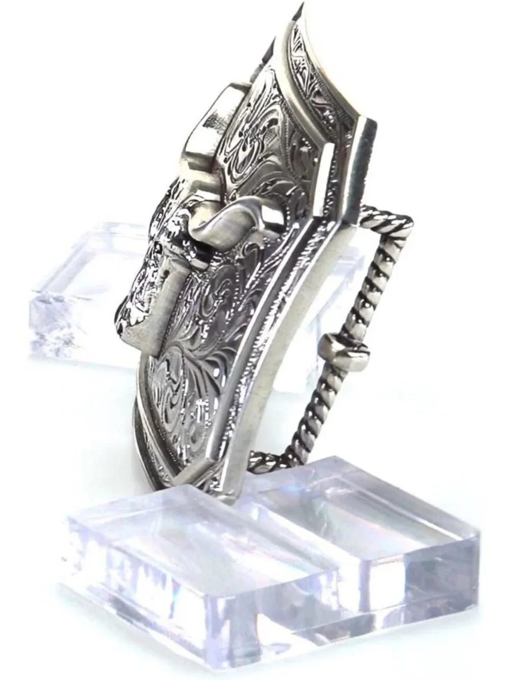 Men's Longhorn Rectangle Buckle - Western Style, Durable Metal, Perfect Gift